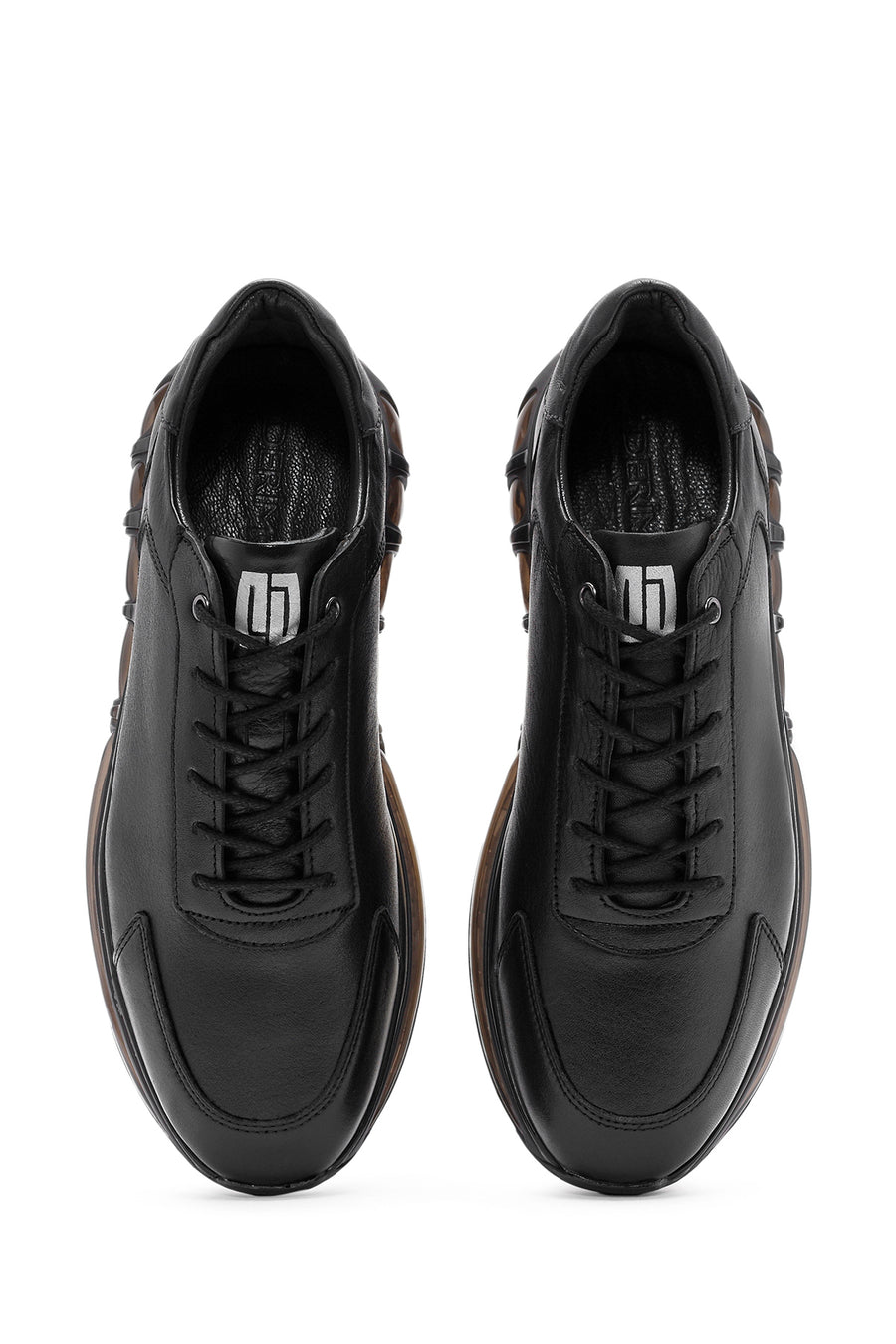 Men's Black Lace-up Leather Sneaker