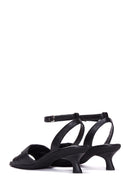 Women's Black Leather Low Heel Sandals | Derimod