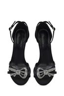 Women's Black Ankle Strap Stone High Thin Heel Shoes | Derimod