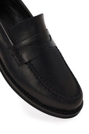 Woman Black Leather Loafer | Derimod