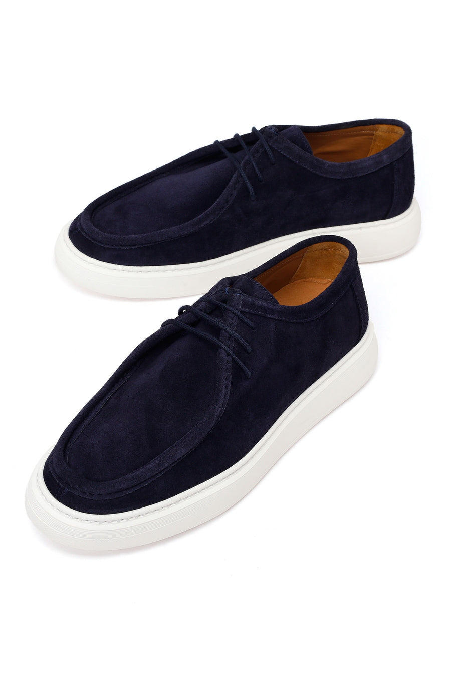 Male Navy Blue Lace-Up Thick-Soled Suede Casual Shoes