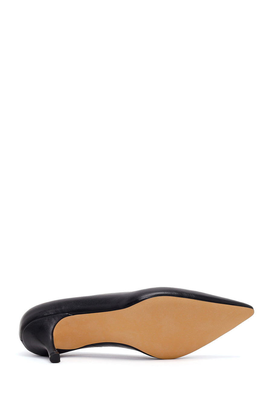 Woman Black Thin-Heeled Leather Stiletto