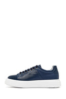 Men's Navy Blue Lace-up Thick-Sole Leather Sneaker | Derimod