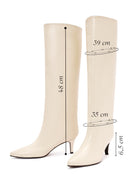 Women's Cream Thin Heel Leather Boots | Derimod