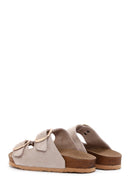 Women's Mink Suede Leather Double Buckle Flat Slippers | Derimod