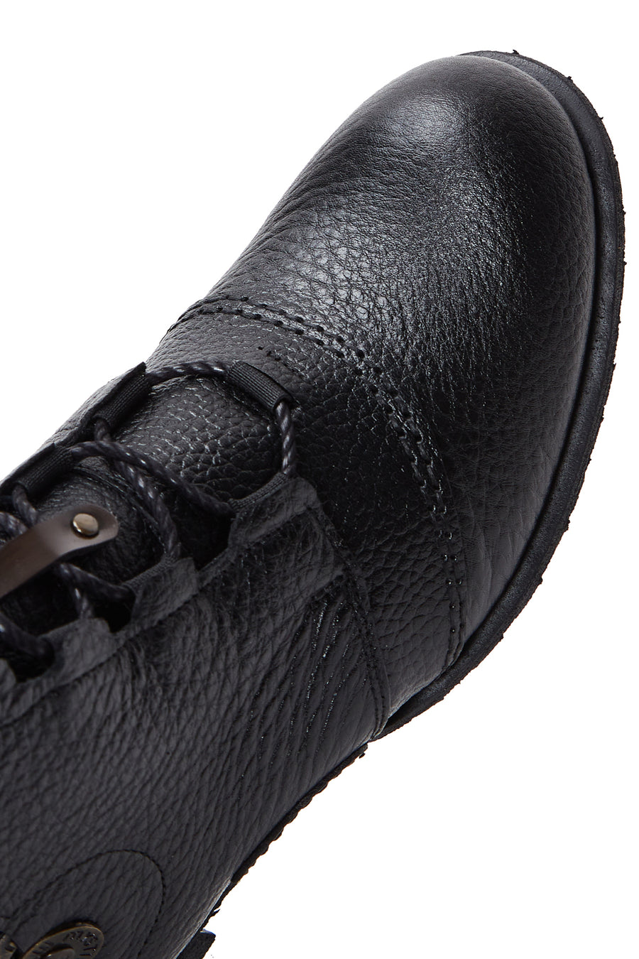 Men's Black Leather Flat Boots