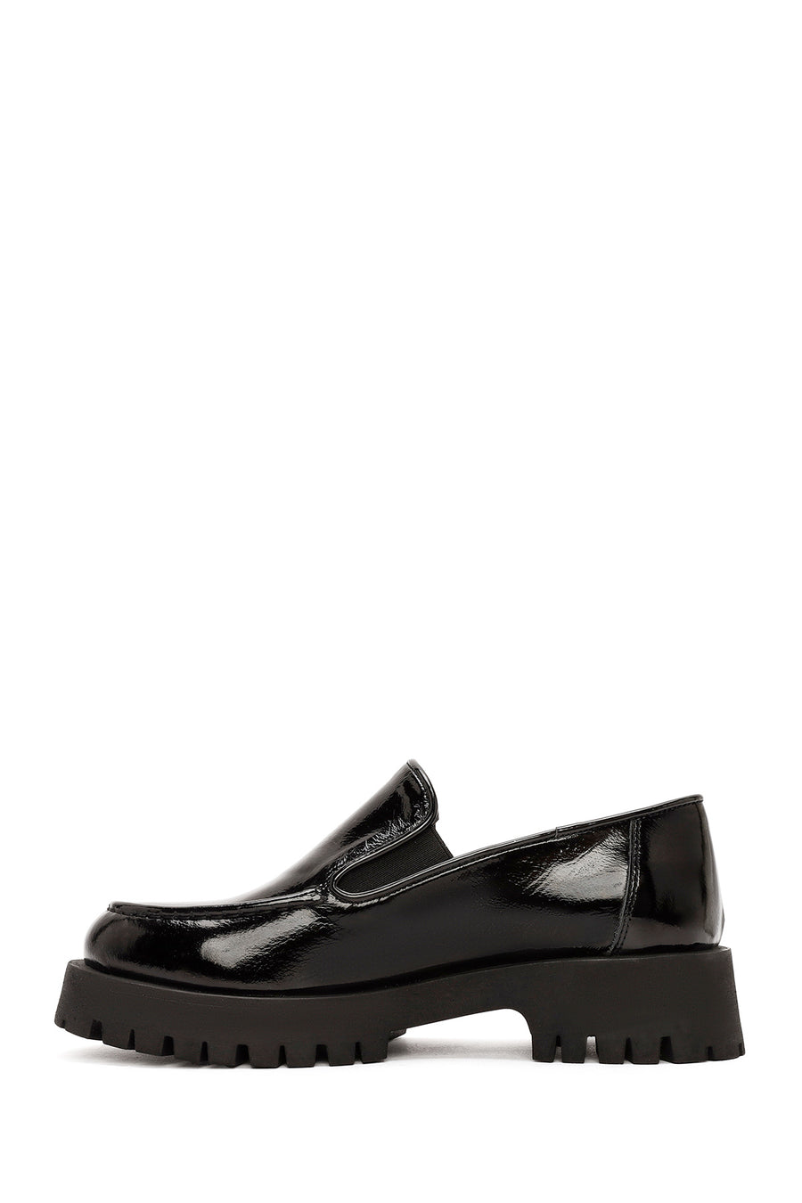 Kadın Siyah Rugan Deri Maskülen Loafer