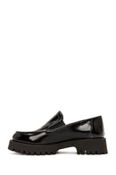 Women's Black Patent Leather Masculine Loafer | Derimod