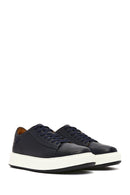 Men's Navy Blue Lace-up Thick-Sole Leather Sneaker | Derimod