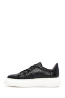 Men's Black Lace-up Thick-Sole Leather Sneaker | Derimod