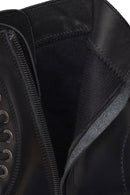 Harley Davidson Woman Black Cree Zip Closure Leather Combat Boots | Derimod