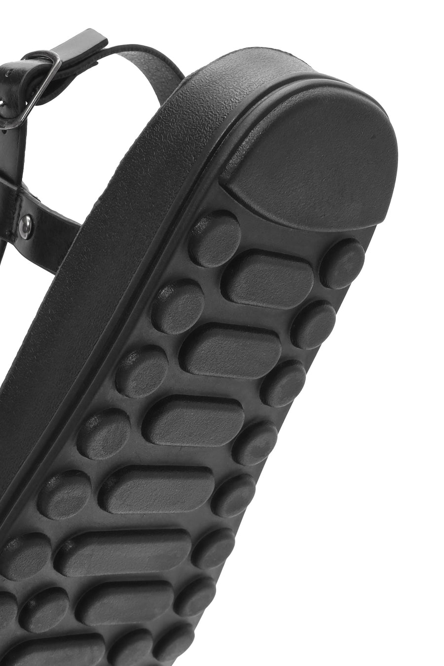 Women's Black Thick-Soled Metallic Sandals
