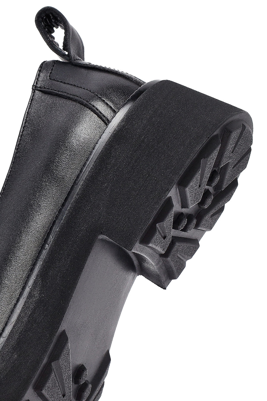Kadın Siyah Deri Maskülen Loafer