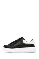 Men's Black Lace-up Thick-Sole Leather Sneaker | Derimod