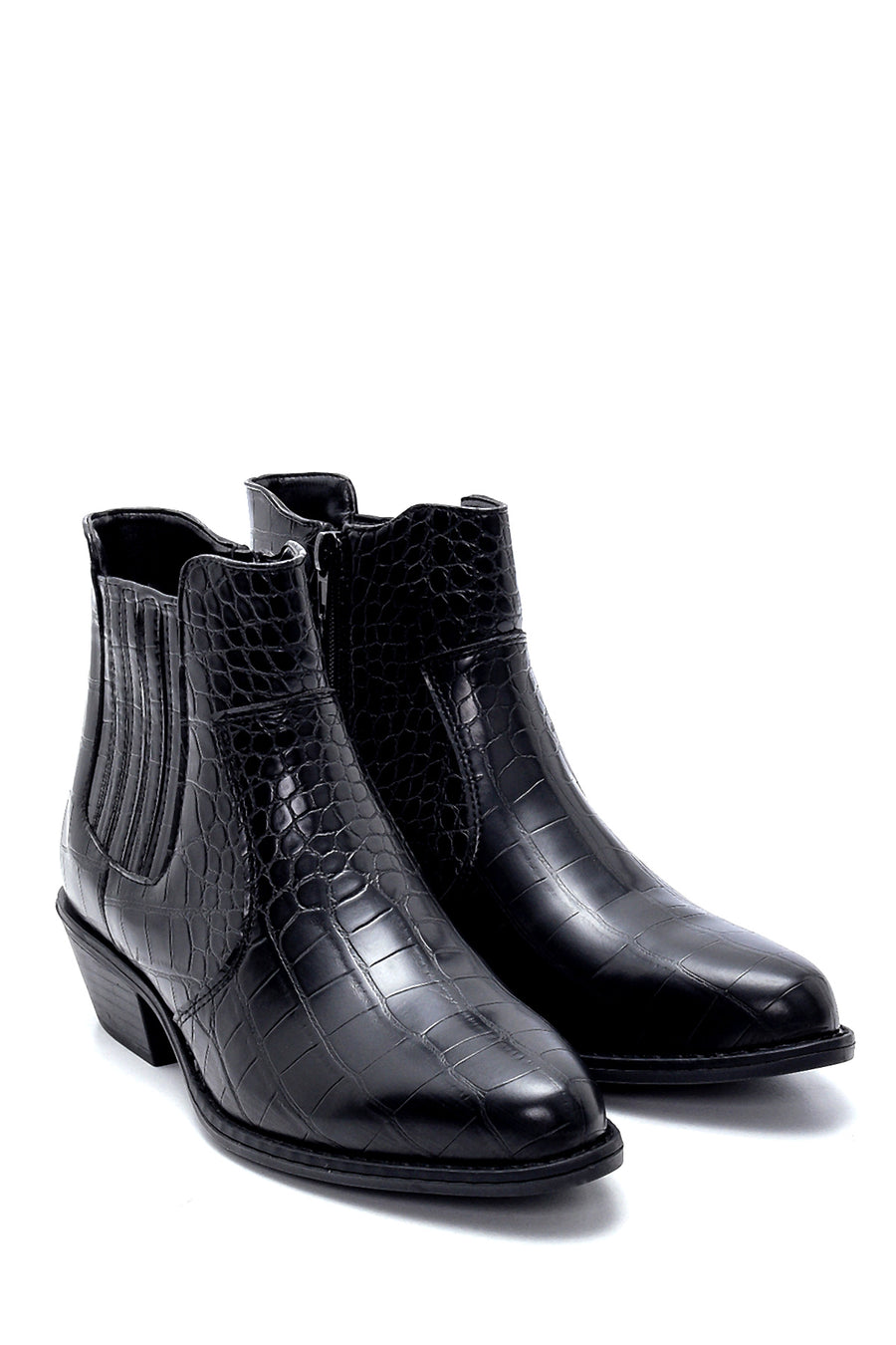 Women's Crocodile Patterned Heeled Boots
