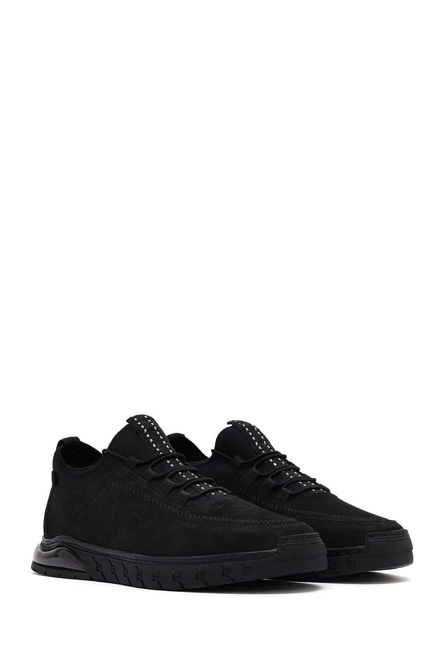 Erkek Siyah Bağcıklı Nubuk Deri Comfort Sneaker