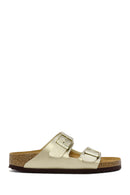 Birkenstock Women's Gold Arizona Bf Double Buckle Slippers | Derimod