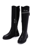 Women's Black Leather Zippered Boots | Derimod