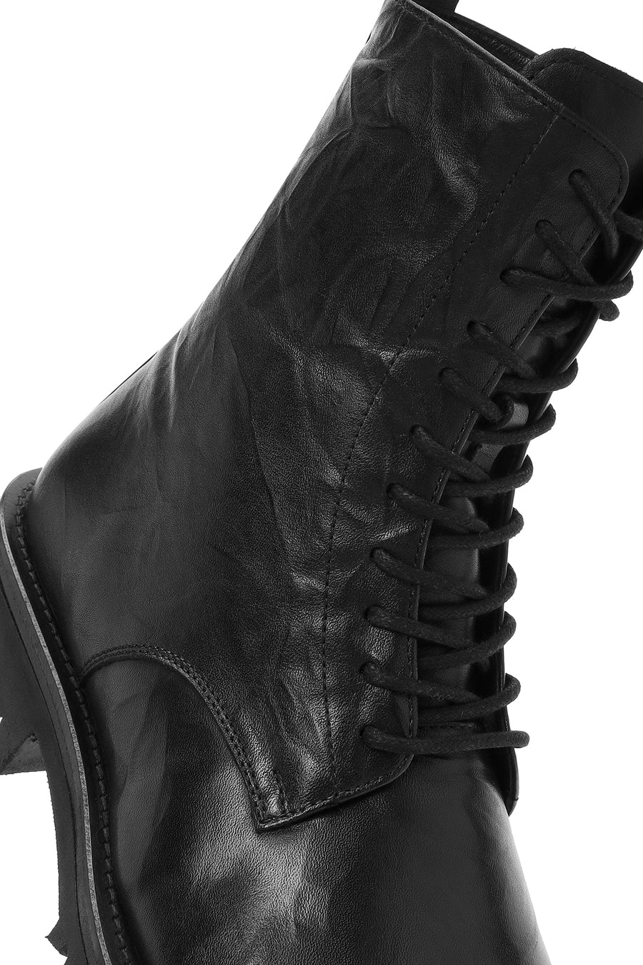 Men's Black Zippered Leather Casual Combat Boots