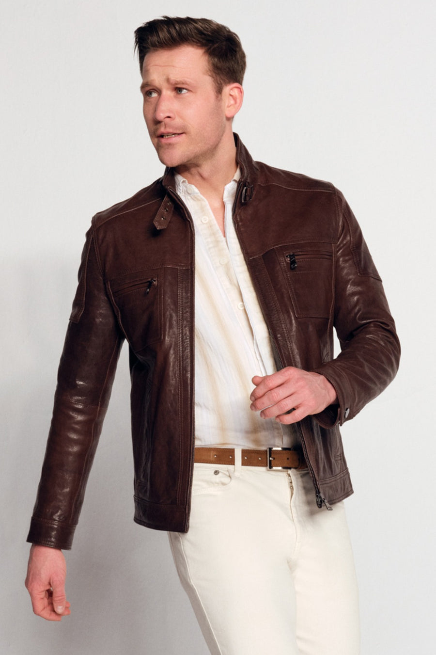 Wade Erkek Kahverengi Slim-Fit Deri Ceket 26SGF6462VE | Derimod