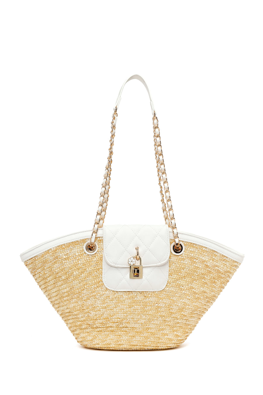 Woman Beige Chain Strap Wicker Shoulder Bag 26SBD2536M7 | Derimod