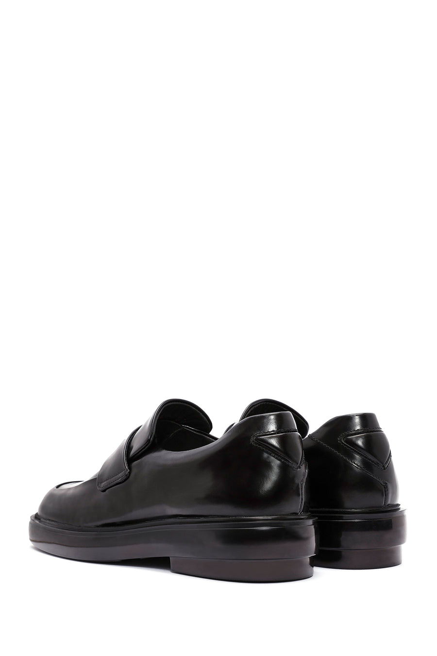 Kadın Siyah Deri Maskülen Loafer