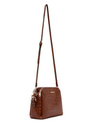 Women's Tan Long Strap Crocodile Patterned Crossbody Bag | Derimod