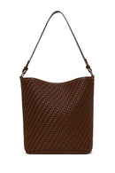 Woman Brown Long-Strap Braided Shoulder Bag | Derimod