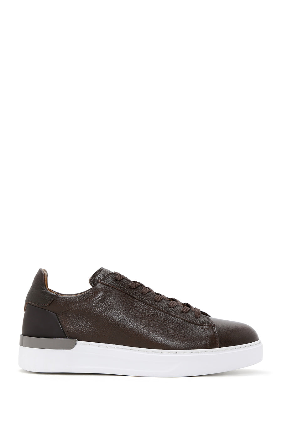 Erkek Kahverengi Bağcıklı Kalın Tabanlı Deri Sneaker WM740004DF | Derimod