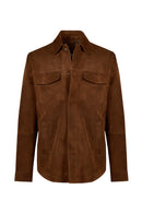 Matias Male Brown Suede Leather Shirt Jacket | Derimod