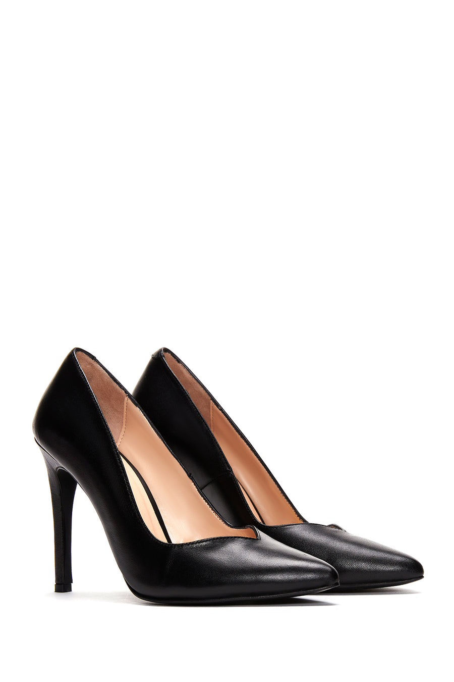 Kadın Siyah Deri Stiletto