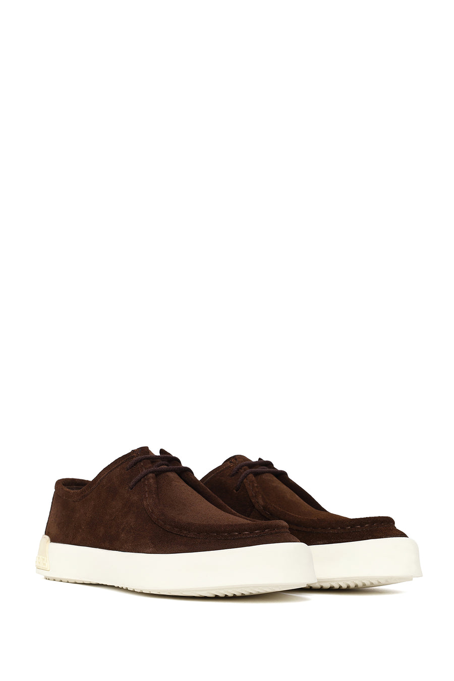 Male Brown Lace-Up Thick-Soled Suede Leather Casual Shoes