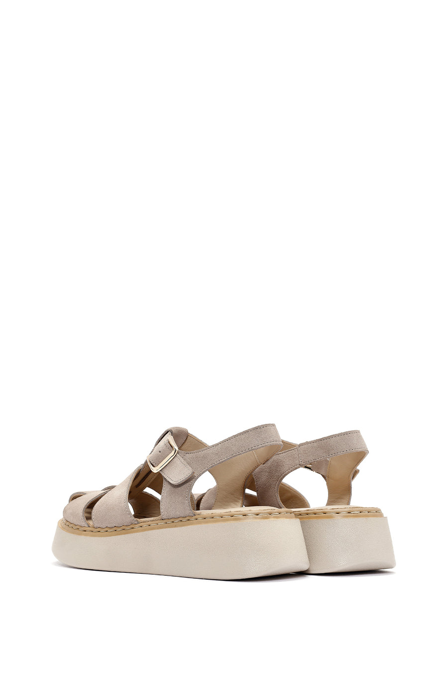 Women's Mink Ankle Buckle Thick-Soled Suede Leather Comfort Sandals