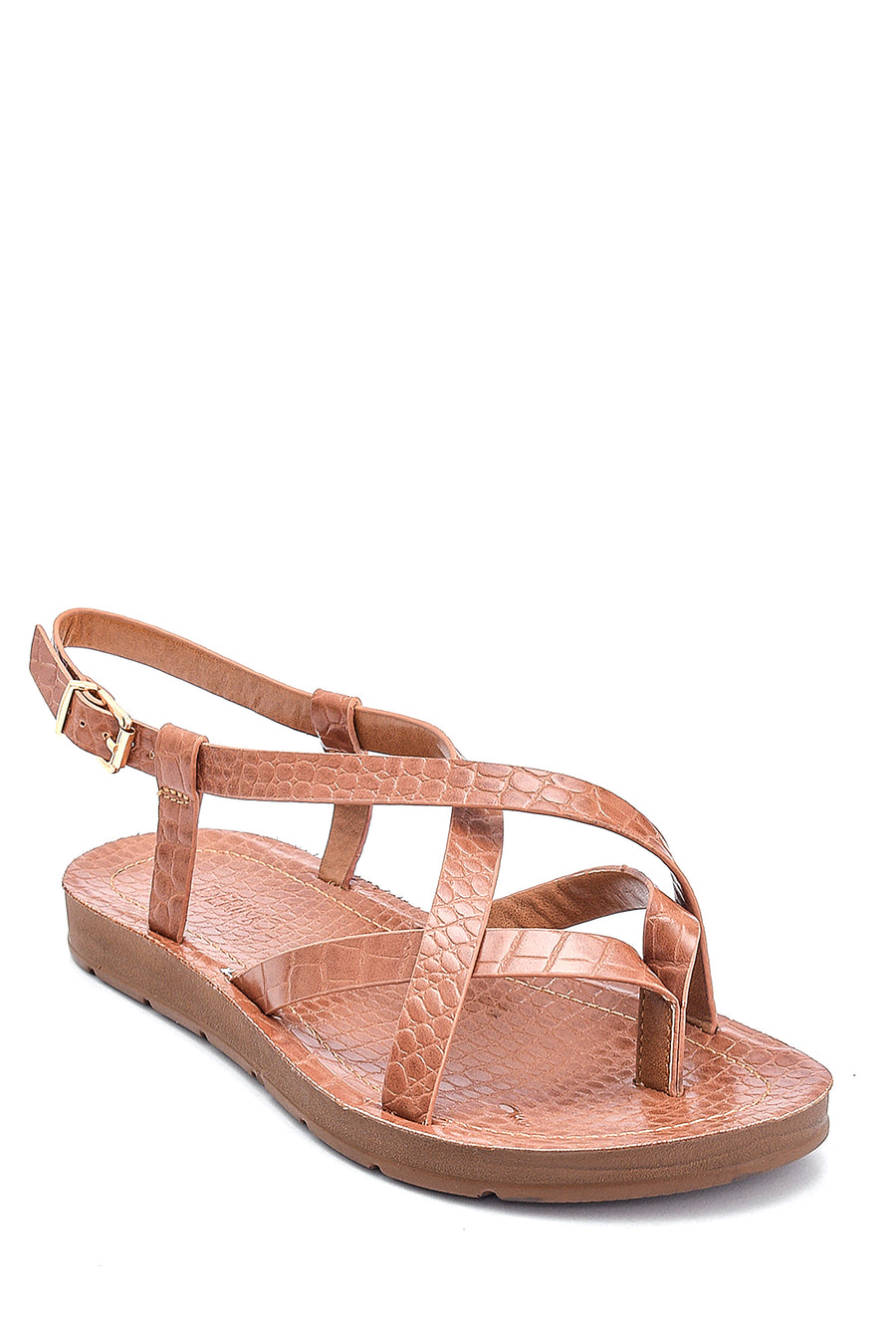 Kadın Kroko Baskılı Casual Sandalet