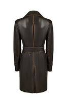 Belinda Woman Black Vintage Leather Trench Coat | Derimod