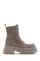 Women's Beige Suede Leather Boots | Derimod