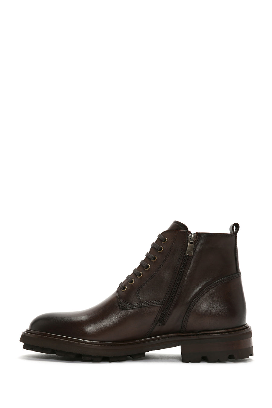 Men's Brown Zippered Leather Boots