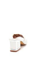 Women's White Quilted Heeled Slippers | Derimod