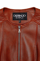 Irina Women's Brown Judge Collar Leather Jacket | Derimod