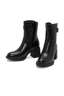 Women's Black Zippered Chunky Heel Boots | Derimod