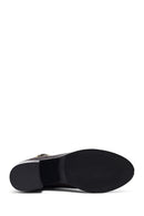Woman Brown Zip Closure Chunky Heeled Leather Boots | Derimod