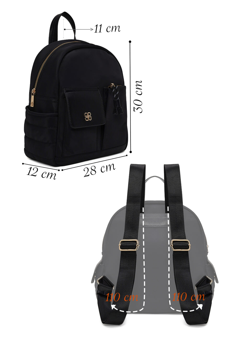 Woman Black Fabric Backpack