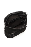 Women's Black Short and Long Strap Suede Shoulder Bag | Derimod