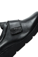 Women's Black Leather Comfort Wedge Heeled Shoes | Derimod