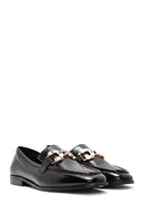 Women's Black Buckle Detailed Leather Masculine Loafer | Derimod