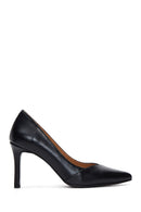 Women's Black Thin Heeled Leather Stiletto | Derimod