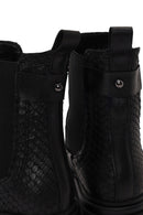 Woman Black Thick-Soled Leather Chelsea Boots | Derimod