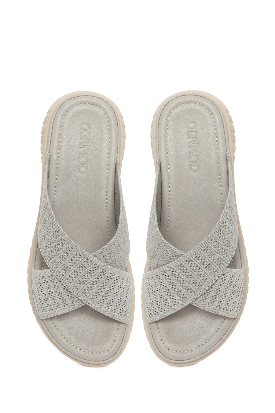 Woman Grey Thick-Soled Fabric Comfort Slippers