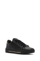 Women's Black Lace-Up Stone Detailed Leather Sneakers | Derimod