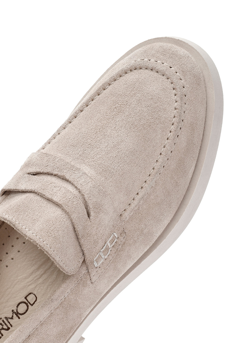 Kadın Bej Süet Deri Maskülen Loafer